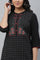 Black Yoke Printed Cotton Blend Kurta