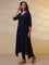 Blue Embroidered Asymmetrical Kurta and Denim Lycra Jeggings