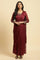 Maroon Jewelled Neck Pre-Drape Saree Dress