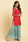 Red Embellished Short Kurta, Sharara And Dupatta Festive Set