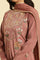 Salmon Pink Micro Velvet Embroidered Kurta, Pants And Dupatta Set