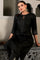 Black Embellished Keyhole Neck Straight Silk Kurta and Pants Set