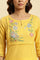 Yellow Cotton Swiss Dot Embroidered Kurta