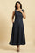 Blue Cotton Sleeveless Embroidered Western Dress