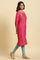 Dark Pink Embroidered A-Line Festive Kurta