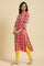 Red Straight Kurta With Multi-Coloured Print