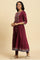 Purple Embroidered Flared Kurta