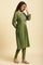 Green Zari Embroidered Festive Kurta