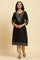 Black Embellished Straight Festive Kurta