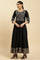 Black Panelled Embroidered Festive Dress