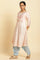 Peach Embroidered Flared Kurta