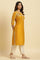 Yellow Embroidered Festive Straight Kurta