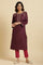 Purple Zari Embroidered Kurta