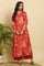 Red Floral Printed Flared Kurta