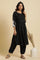 Black Flared Kurta With Bandani & Tie-Dye Detail