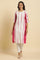 Pink & White Kantha Printed Kurta