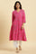 Pink Geometric Printed A-Line Kurta