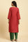 Red Chanderi Straight Kurta With Dori Embroidery