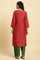 Red Chanderi Straight Kurta with Dori Embroidery