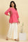 Pink Embroidered Solid Top With Side Tie-Up