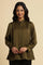 Olive Green Modal Satin Embellished Shirt