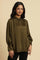 Olive Green Modal Satin Embellished Shirt