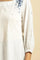 White Front Pleated Top With Embroidery