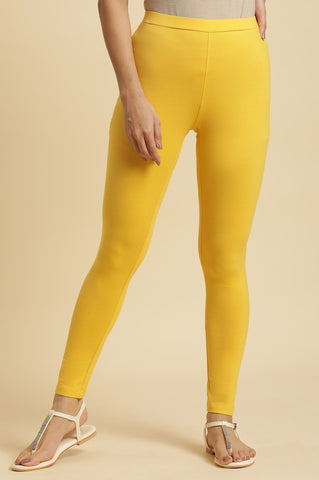 Yellow Cotton Ljersey Lycra Tights