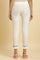 White Slim Pants With Embroidered Hemline