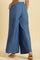 Blue Pleated Solid Parallel Pants