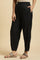 Black Side Gather Pants With Sequin Details