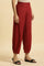 Maroon Side Gathered Pants With Sequin Detailing