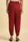 Maroon Side Gathered Pants With Sequin Detailing