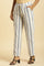 White Straight Pants With Blue Geometric Print