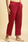 Magenta Solid Pants With Embroidery On Hem