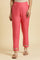 Pink Slim Pants Wit Embroidery At Hem