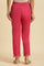 Pink Solid Pants With Gota Trim At Hem