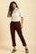 Wine Slim Fit Elasticated Western Pants