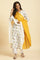 Yellow And Ecru Colour-Block Cotton Dupatta