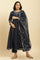 Dark Blue Zari Embroidered Festive Kurta, Pants And Dupatta Set