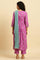 Purple Paisley Printed Gathered Kurta, Pants And Dupatta Set