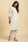 Beige Glitter Printed Kurta And Straight Pants Set