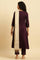 Purple Panelled Embroidered Kurta, Slim Pants And Dupatta Set