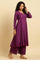 Purple Anarkali Festive Kurta, Parallel Pants And Dupatta Set