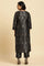 Black Rayon Jacquard Kurta And Pant Festive Set