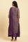 Purple Layered Suzani Printed Kurta, Tights And Dupatta Set