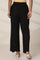 Black Embroidered Semi Flared Cotton Palazzo With Side Pockets