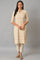 Beige Cotton Dobby Printed kurta