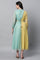 Blue And Yellow Floor Length Festive Dress With Belt