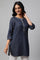 Blue Denim Jacquard Short kurta